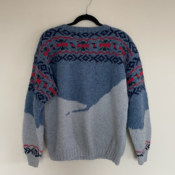 SOLD Vintage 80s 90s Ski Wool Sweater Club Room chunky hand knit large RARE - Picture 5 of 6